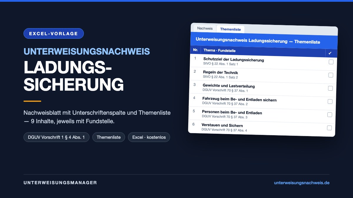 Vorschau: Unterweisungsnachweis Ladungssicherung (Excel)